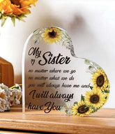 Sister Sunflower Heart Acrylic Plaque